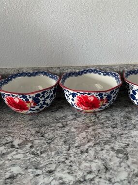 Pioneer Woman Ceramic Serving Bowls - Red & Blue 4